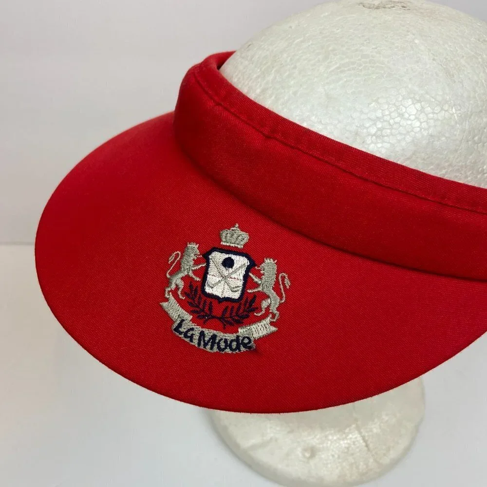 La Mode Visor Hat Sun Cap Red Embroidered lions